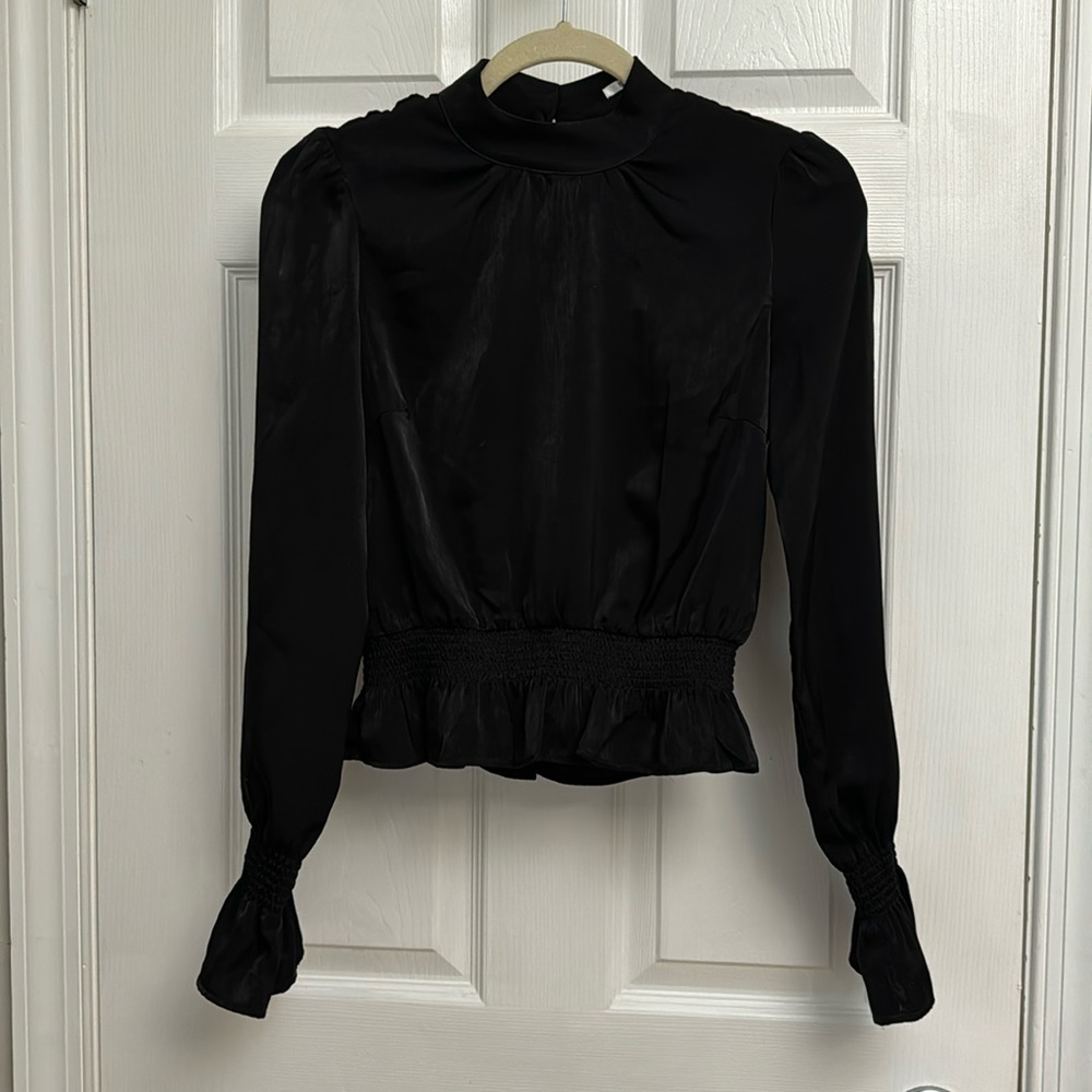Tularosa black shiny mock neck top XXS